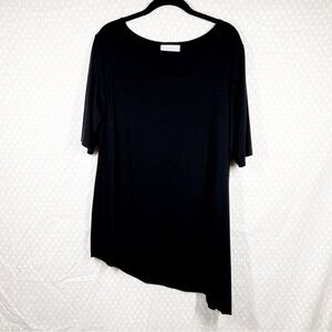 Bryn Walker Black Bamboo Short Asymmetrical Tunic Top